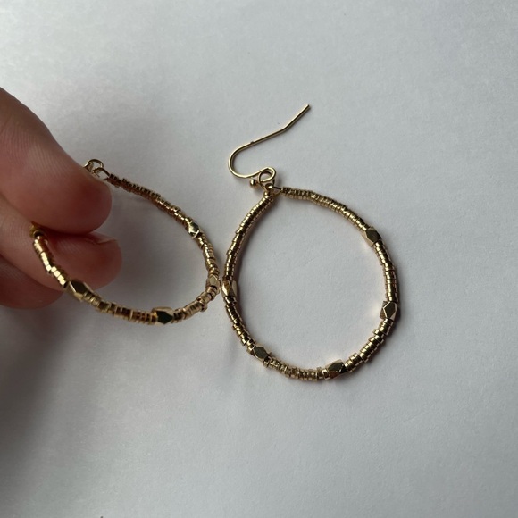 Marilyn Schiff Gold Textured Hoop Earrings with Hook Closure - Picture 2 of 5